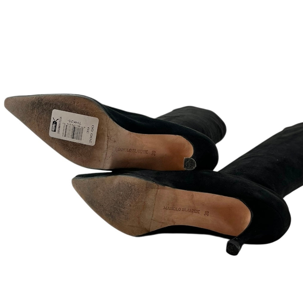 Manolo Blahnik Pamfilo 90 Stretch Suede Knee Boots