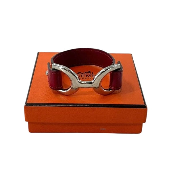 Hermés Pavane Leather Wrap Bracelet Red