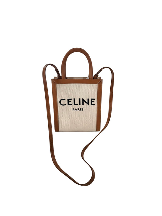 Celine Mini Vertical Cabas in Textile and Calfskin