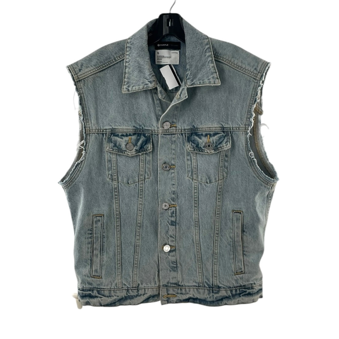 Purple Brand Men's Logo Embroidered Denim Vest
