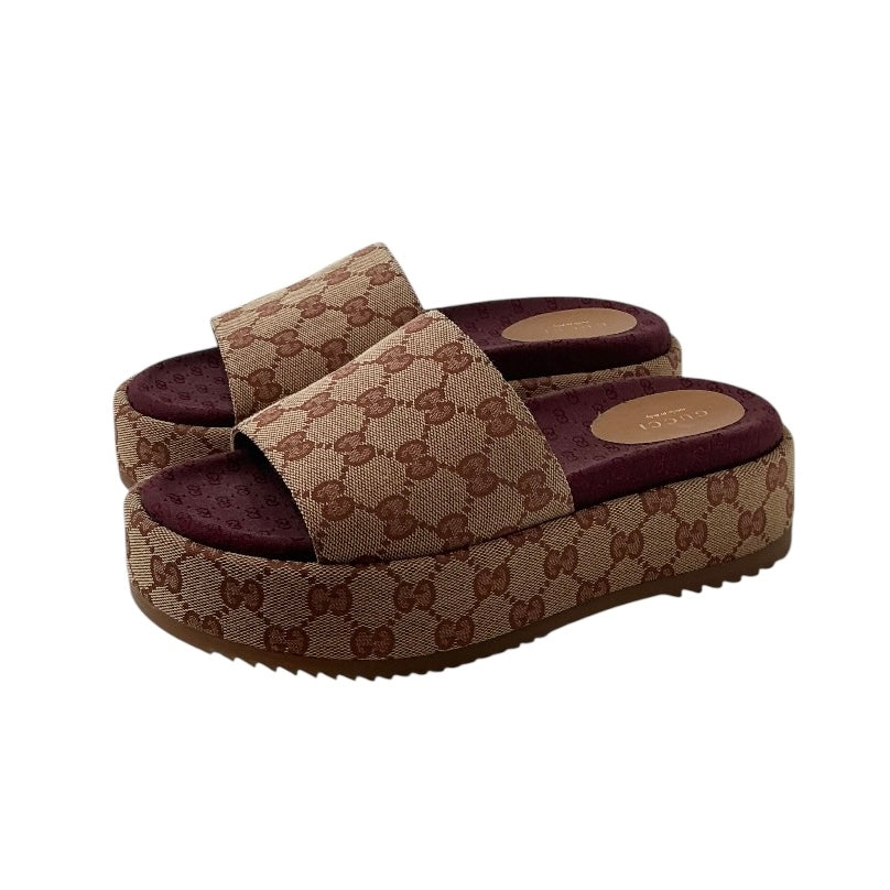 Gucci Angelina Platform Slide Sandals in GG Canvas