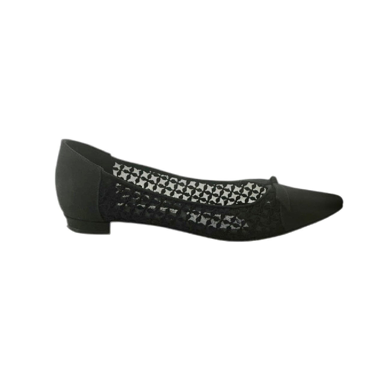 Manolo Blahnik Tiakala Black Mesh Lace Flat Pumps