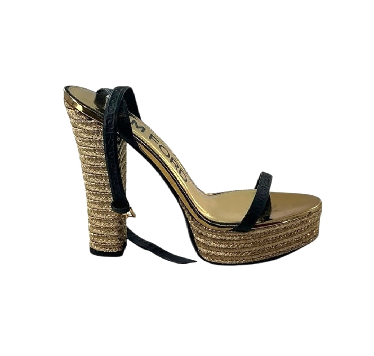 Tom Ford Metallic Rope Ankle-Strap Platform Heels