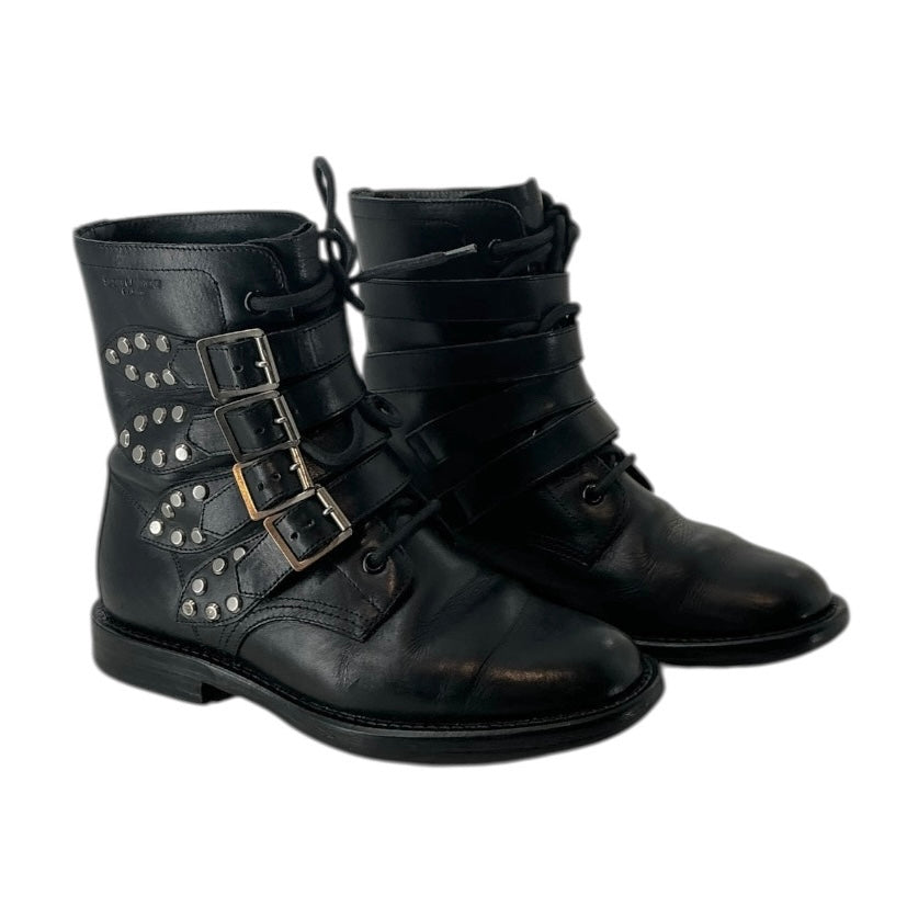 Saint Laurent Studded Leather Ranger Combat Boots