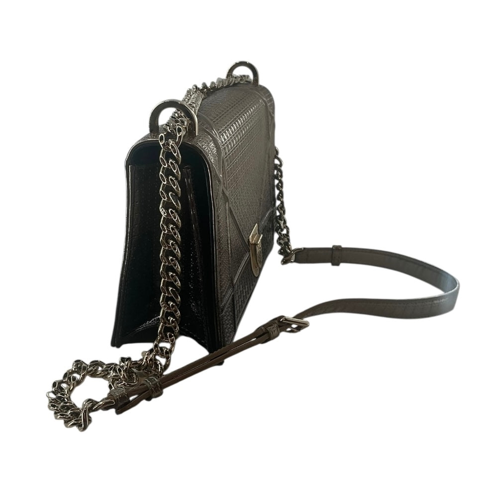 Christian Dior Metallic Patent Micro-Cannage Diorama Flap Bag
