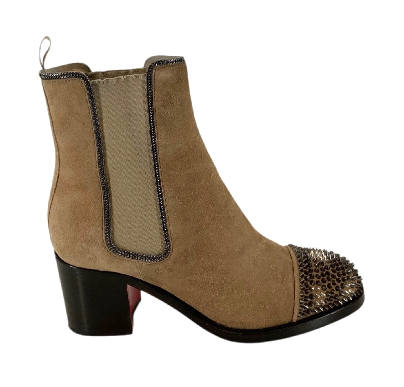 Christian Louboutin Studded Toe Suede Booties