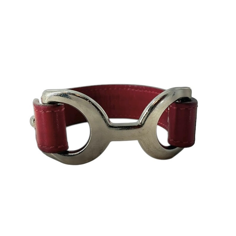 Hermés Pavane Leather Wrap Bracelet Red
