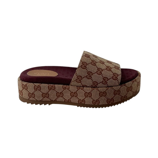 Gucci Angelina Platform Slide Sandals in GG Canvas