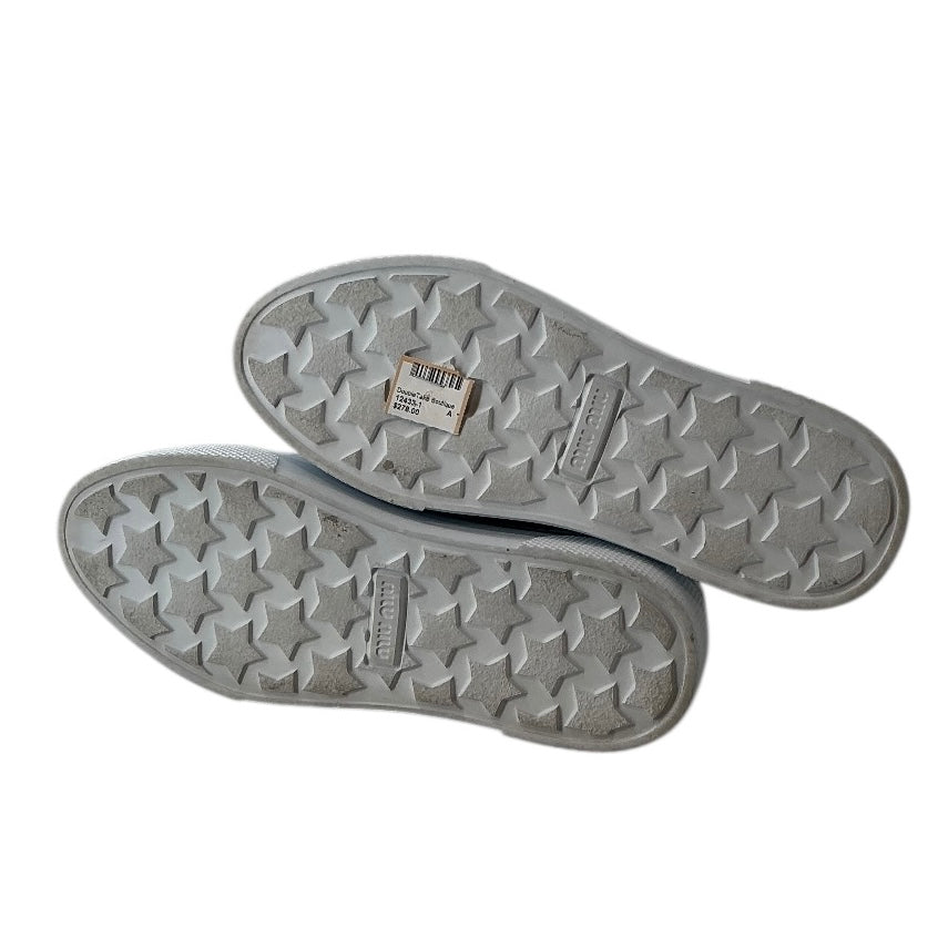 Miu Miu Black Leather Crystal-embellished Platform Slip-on Sneakers