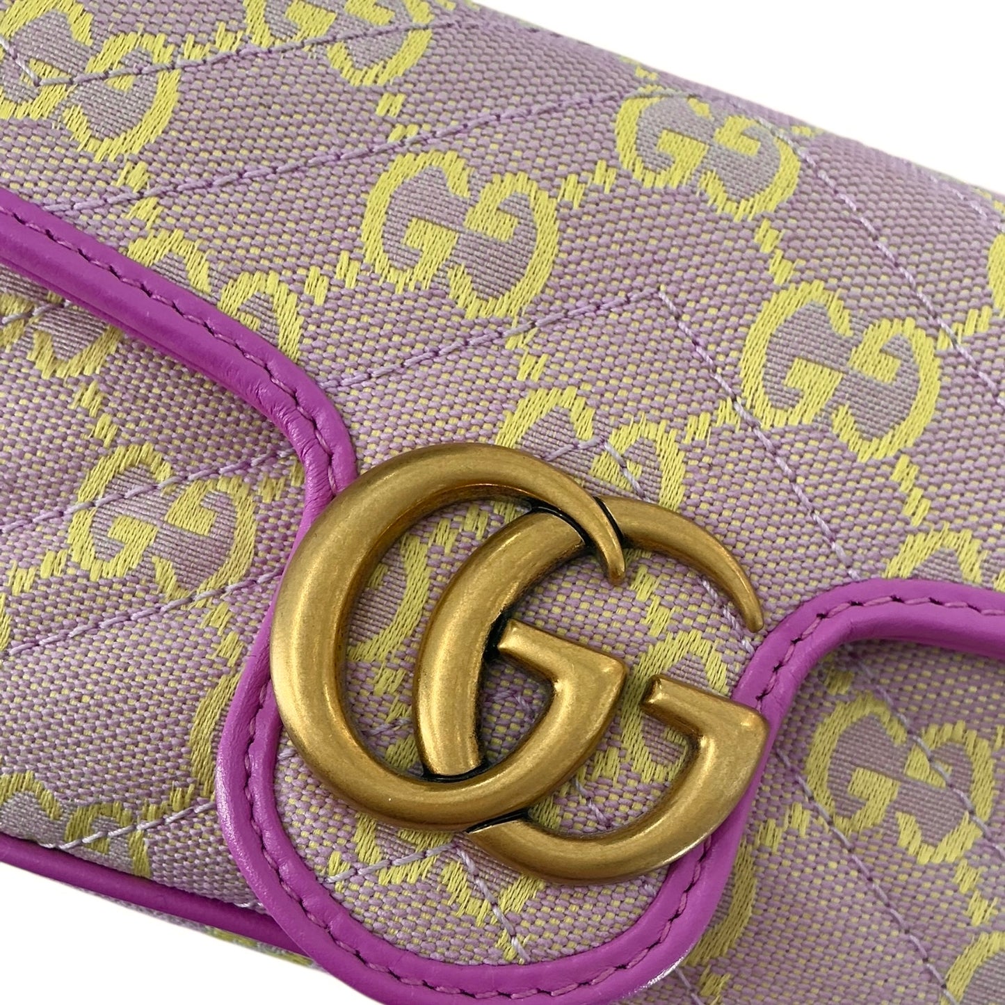 Gucci Monogram Multicolor Matelasse Diagonal Super Mini GG Marmont Shoulder Bag