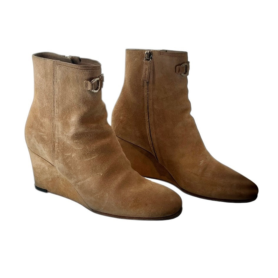 Salvatore Ferragamo Suede Side Zip Short Boot