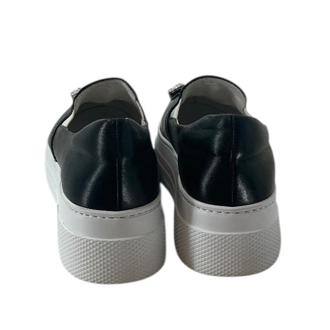 Miu Miu Black Leather Crystal-embellished Platform Slip-on Sneakers