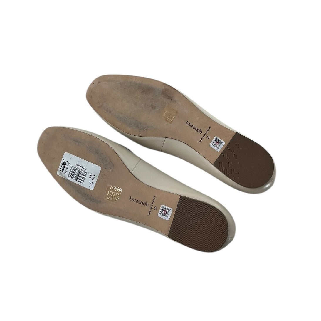 Larroudé Diana Flat In Ivory Leather