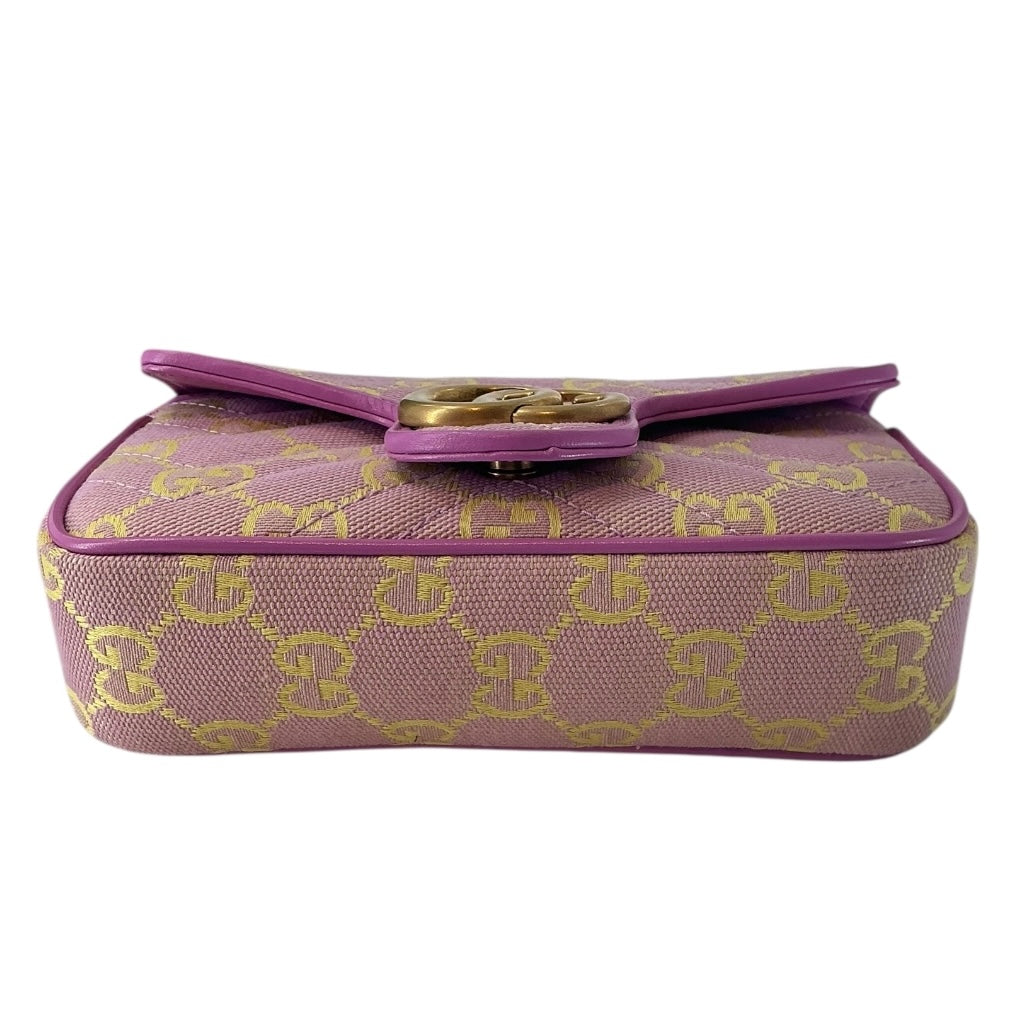 Gucci Monogram Multicolor Matelasse Diagonal Super Mini GG Marmont Shoulder Bag