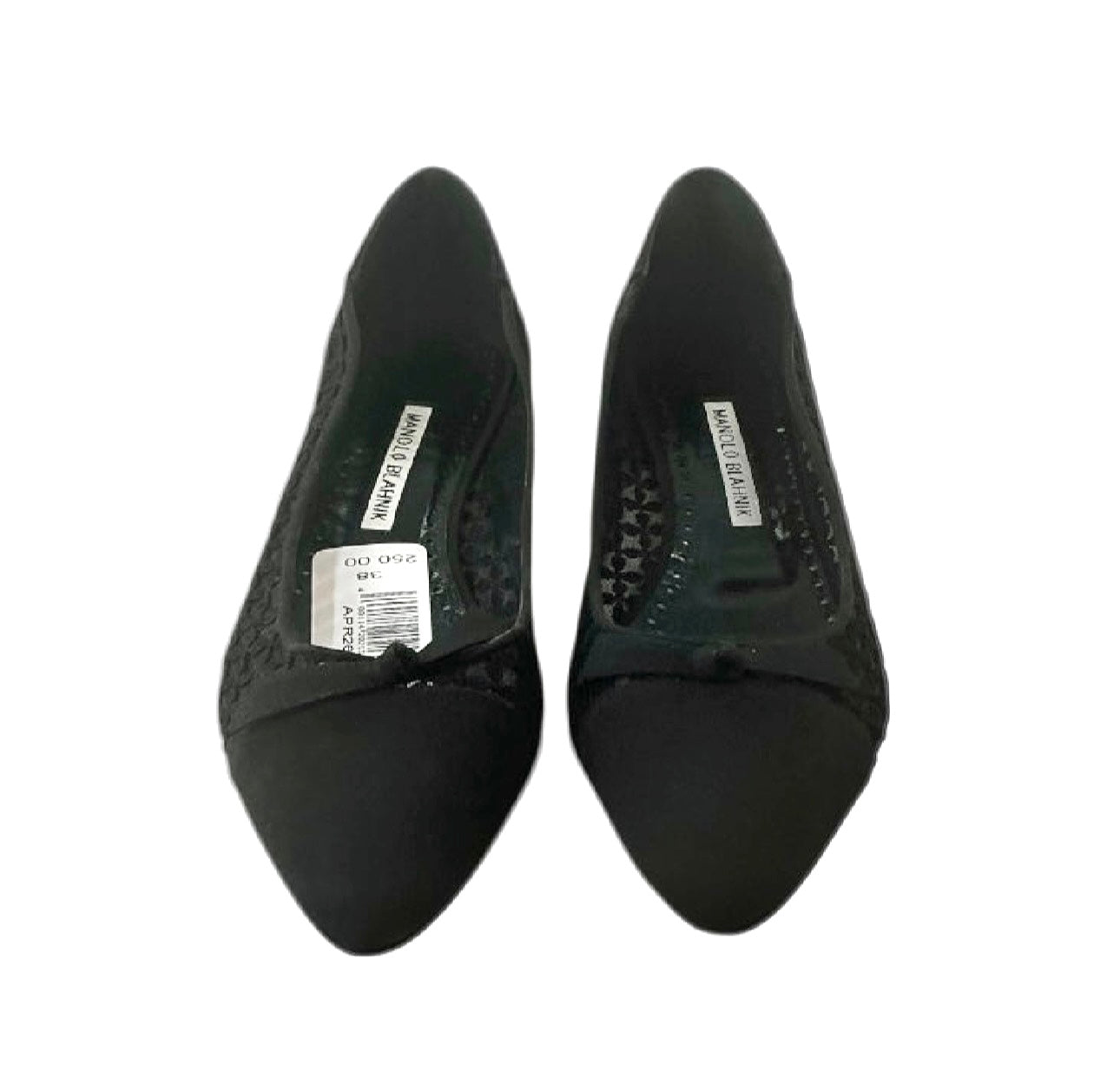 Manolo Blahnik Tiakala Black Mesh Lace Flat Pumps