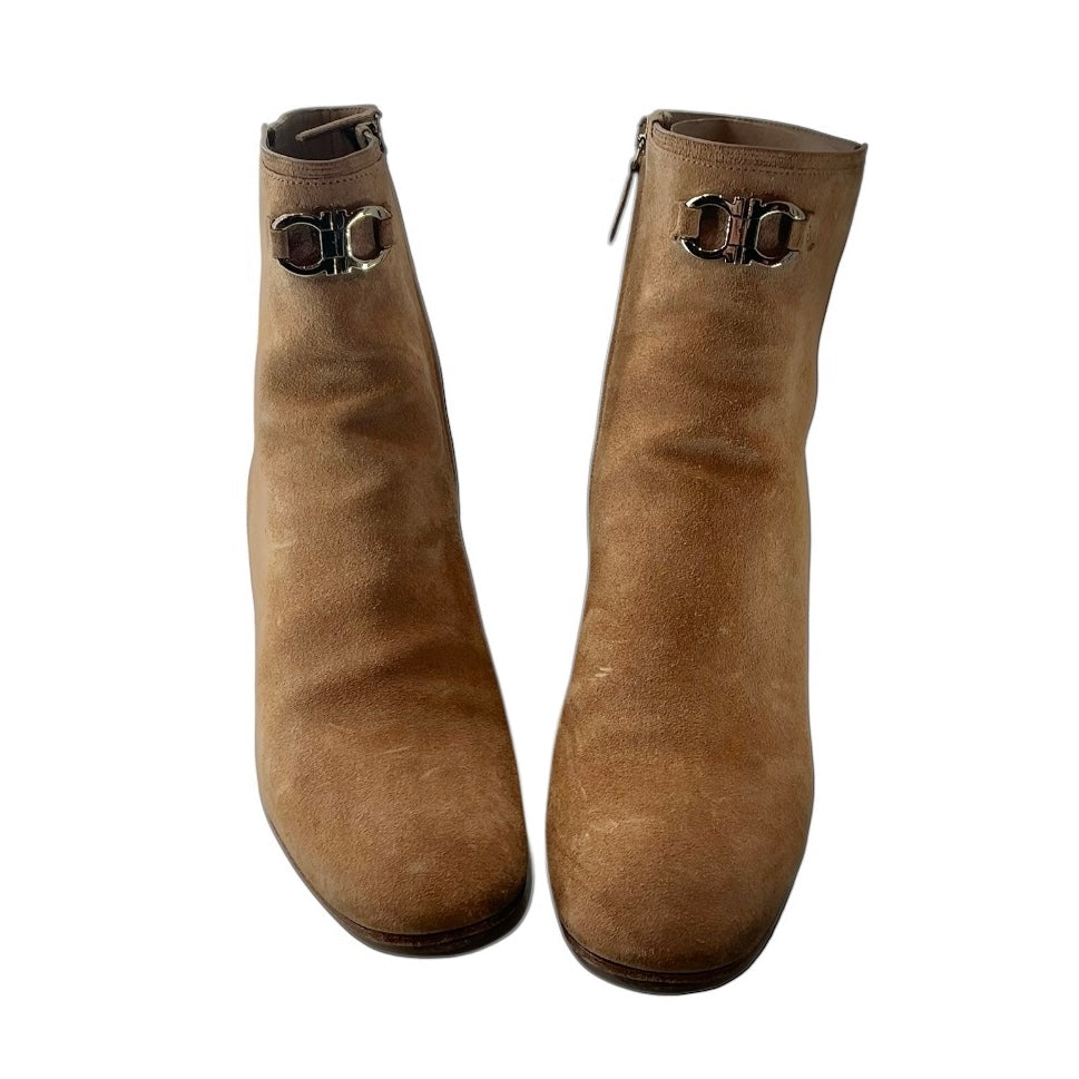 Salvatore Ferragamo Suede Side Zip Short Boot