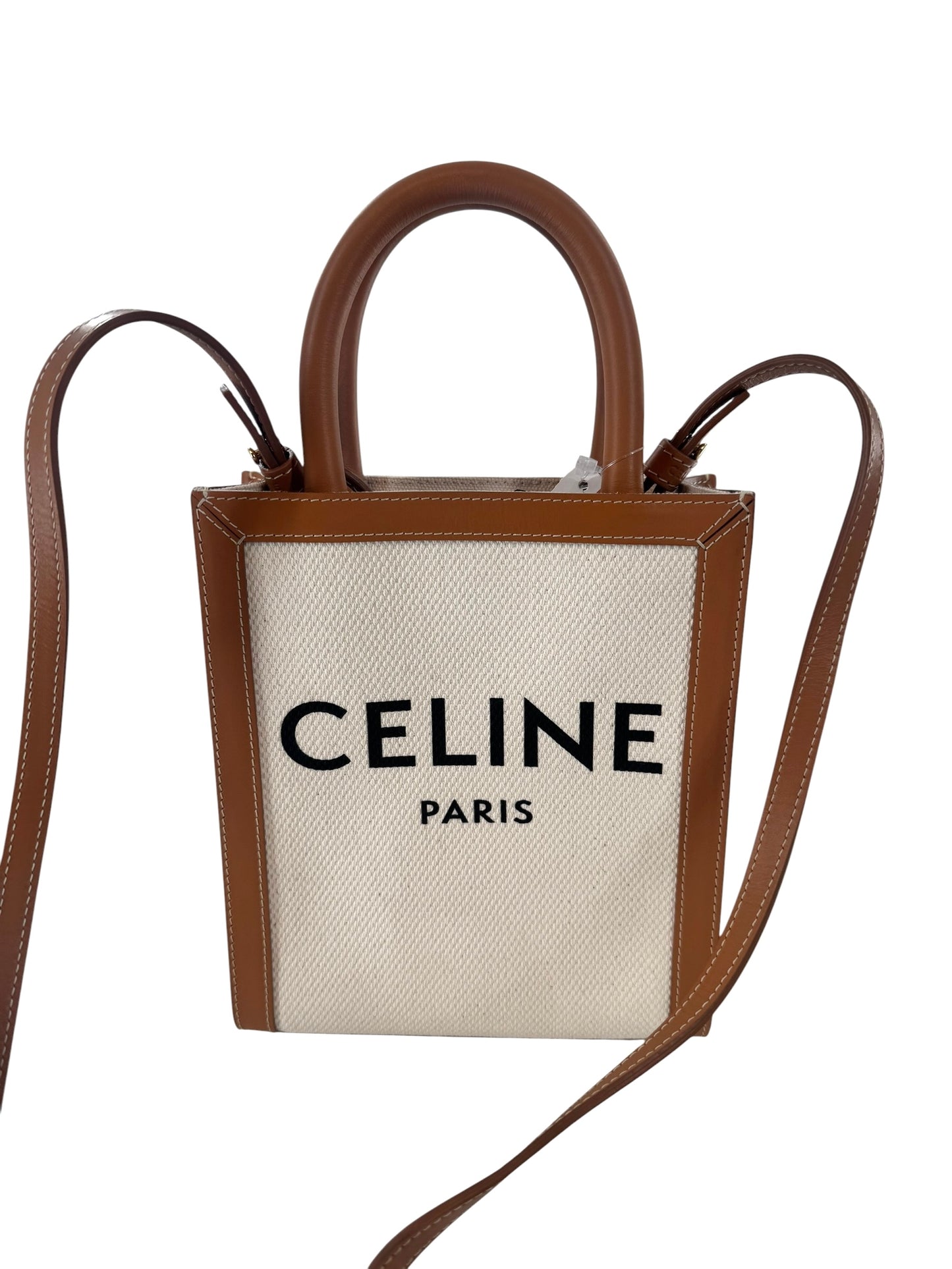 Celine Mini Vertical Cabas in Textile and Calfskin