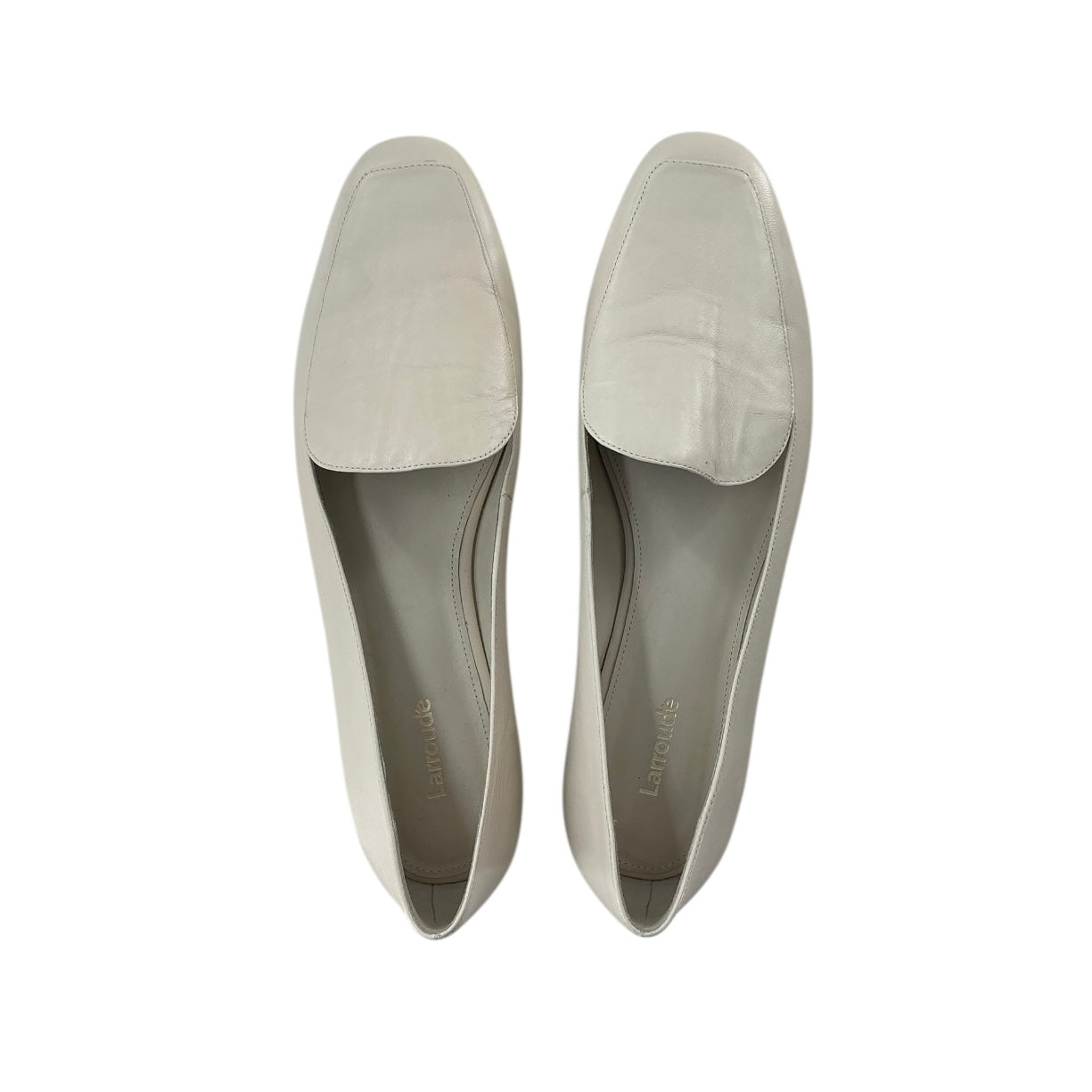 Larroudé Diana Flat In Ivory Leather