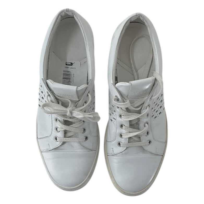 Armani Collezioni White Leather Low-top Sneakers