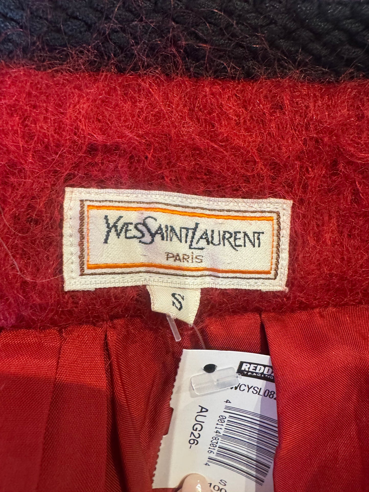Yves Saint Laurent Vintage 1970’s Red Brushed Wool Silk-Lined Toggle Coat – Size Small