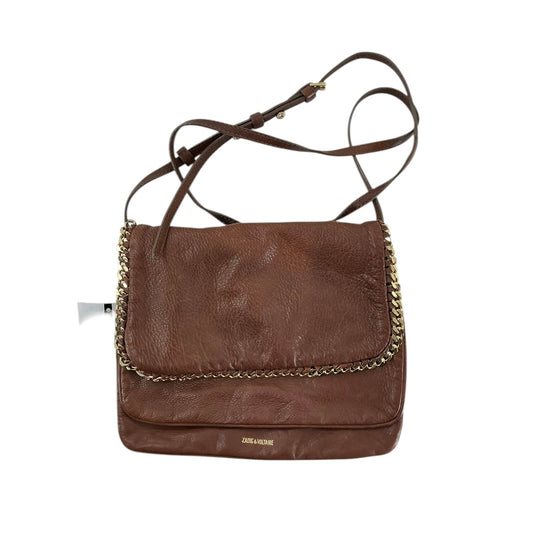 Zadig & Voltaire Brown Leather Crossbody Bag with Gold Chain Detail