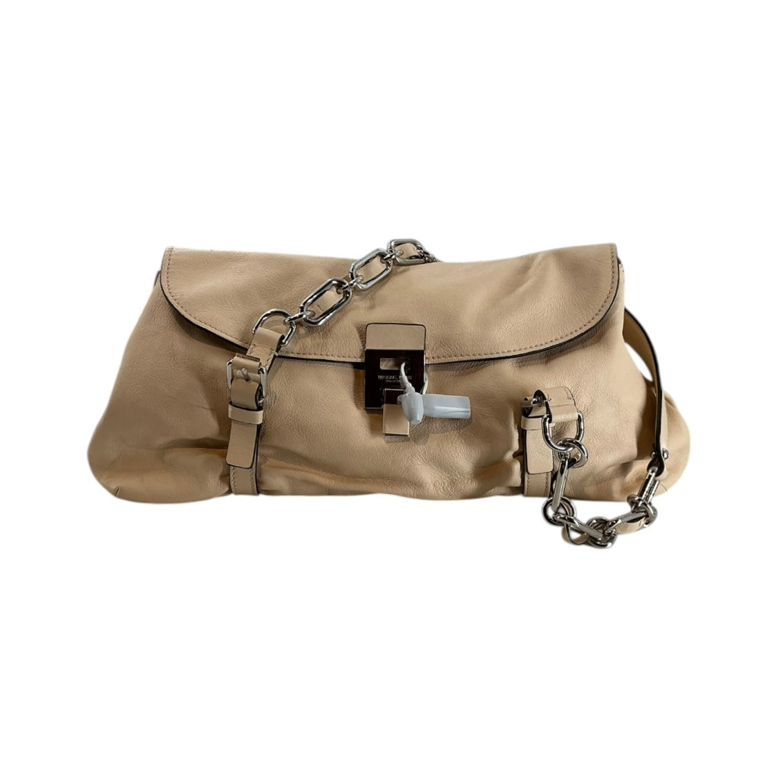 Michael Kors Beige Leather Flap Shoulder Bag Satchel Handbag