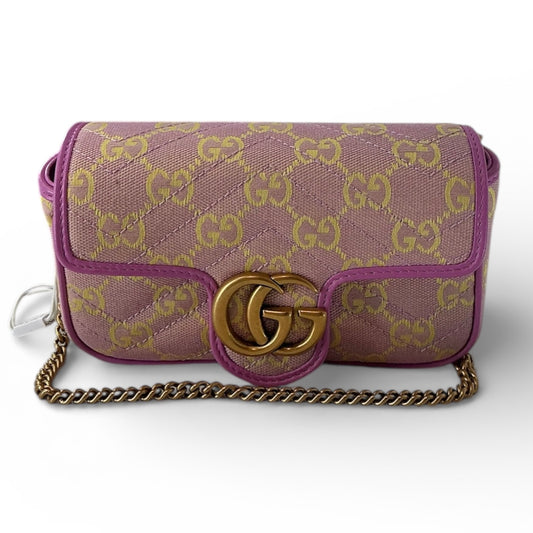 Gucci Monogram Multicolor Matelasse Diagonal Super Mini GG Marmont Shoulder Bag
