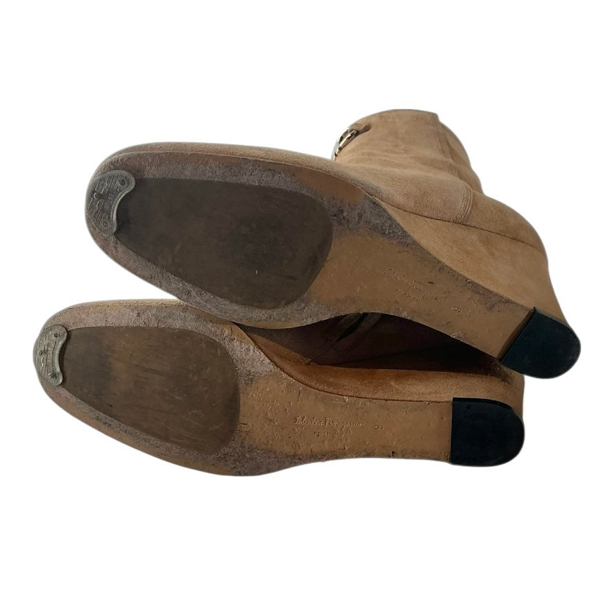 Salvatore Ferragamo Suede Side Zip Short Boot