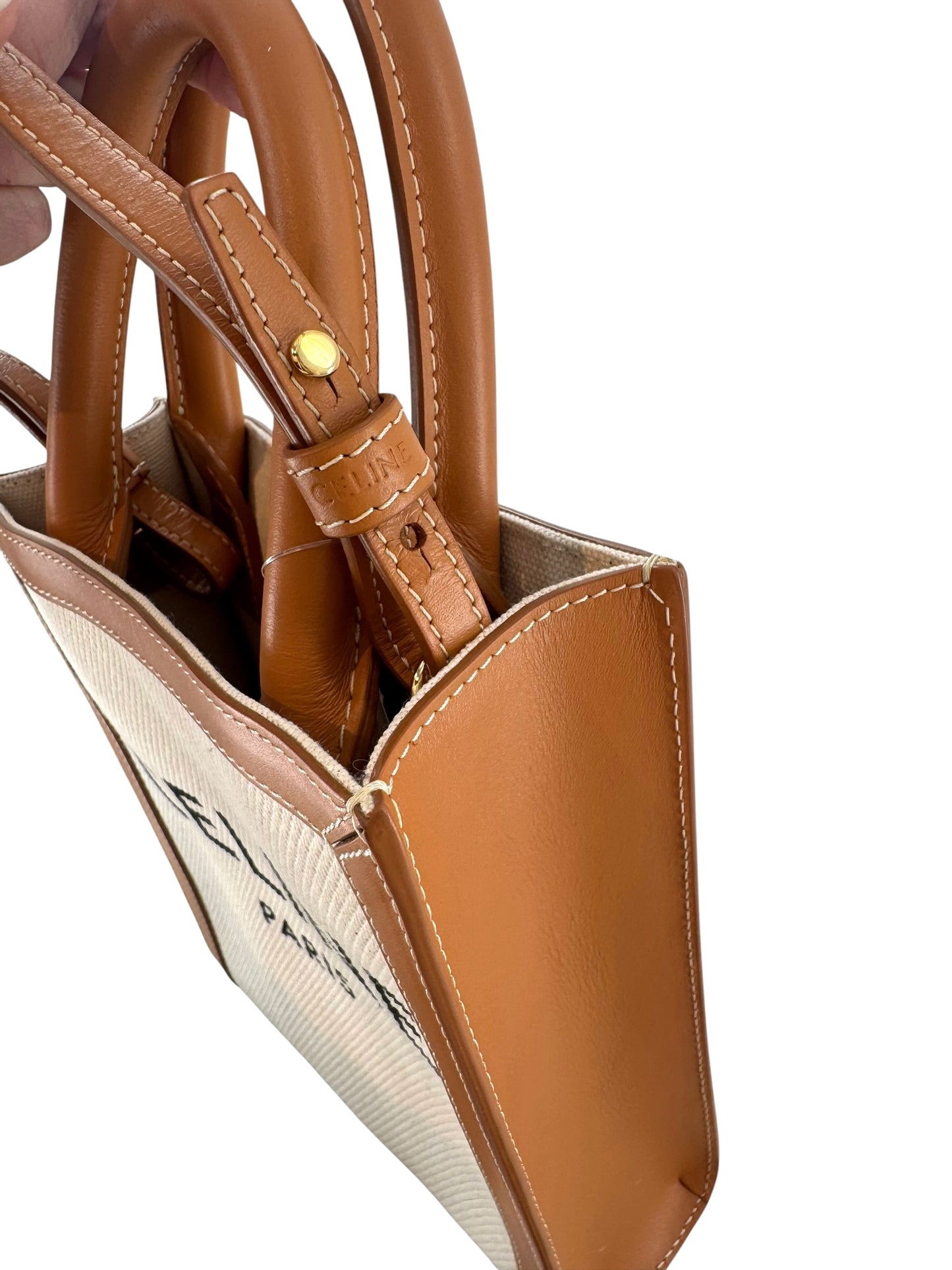 Celine Mini Vertical Cabas in Textile and Calfskin