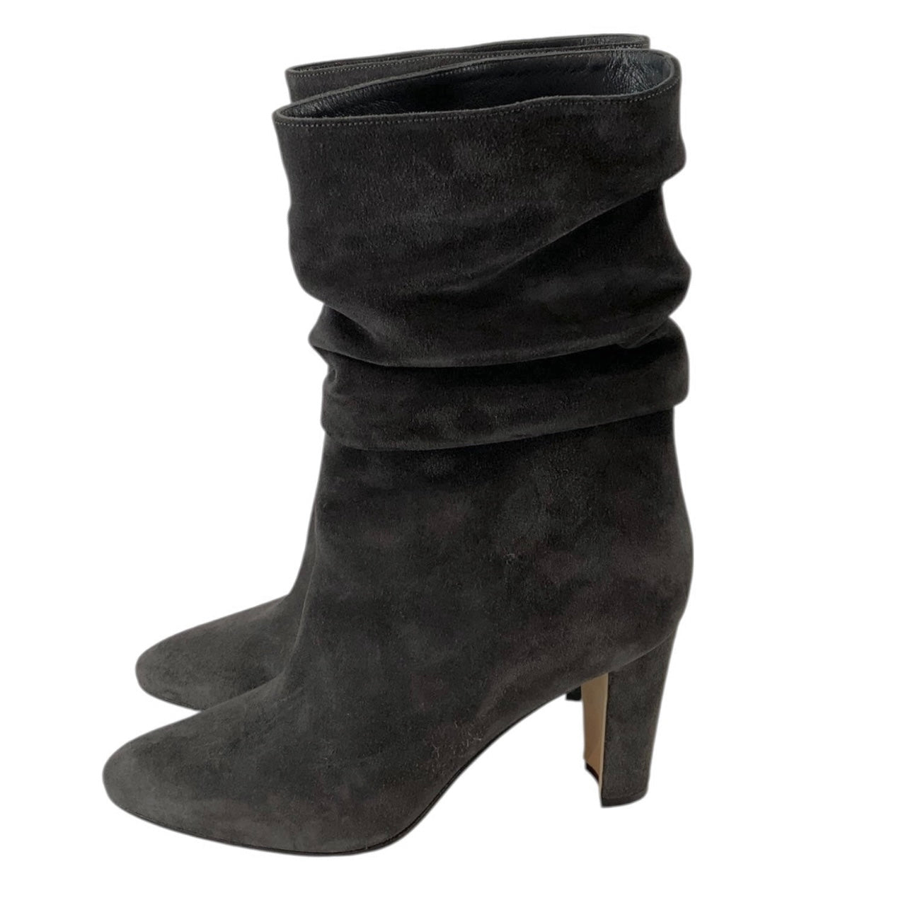 Manolo Blahnik Silver Suede Calasso Heeled Booties