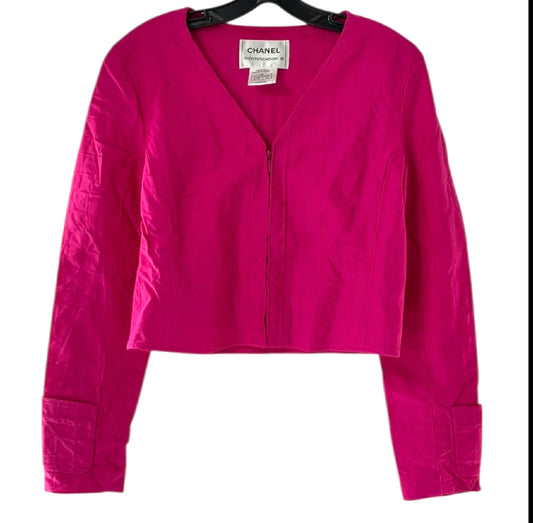 Chanel Identification Quilted Front Zip Jacket