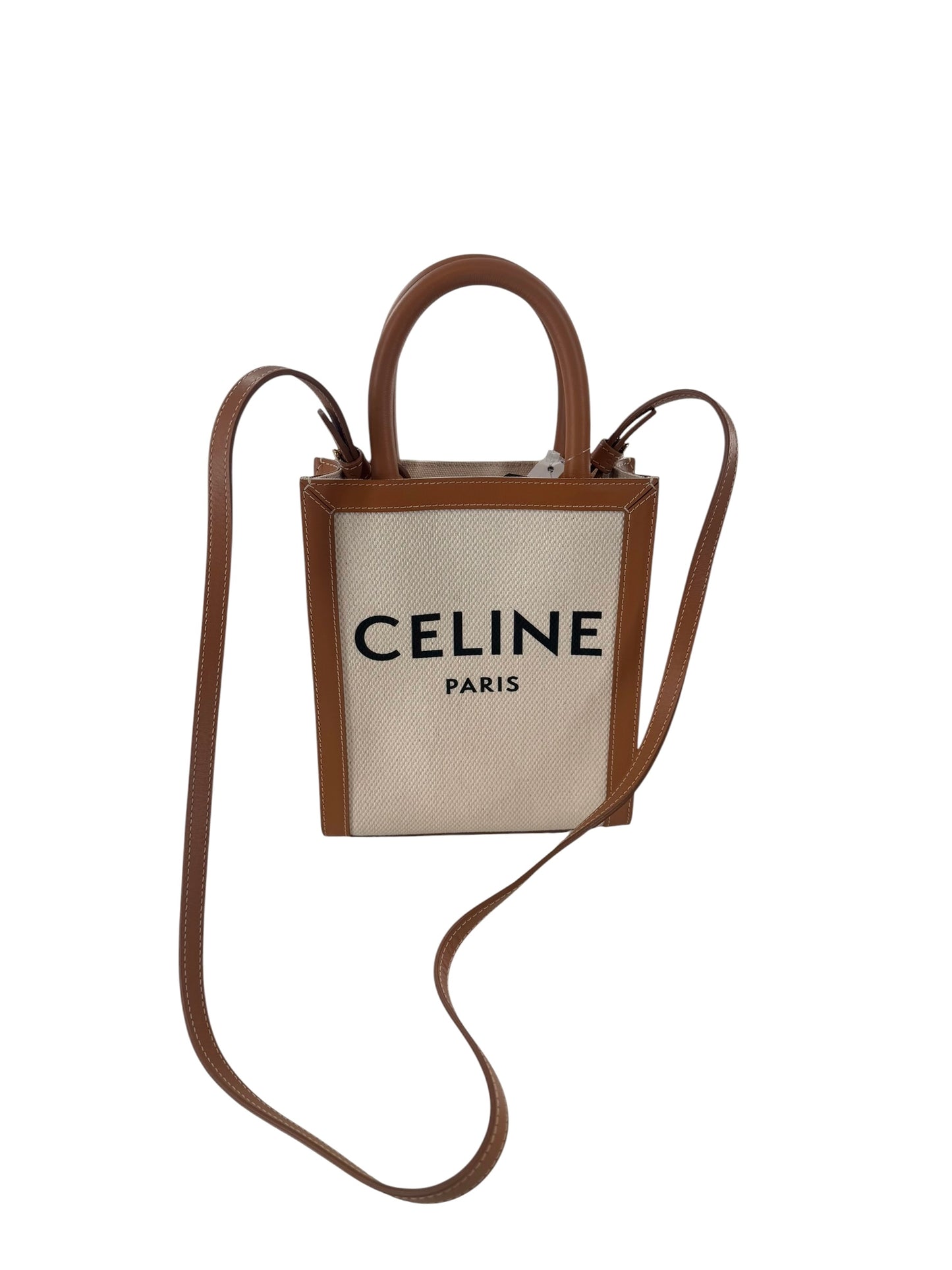 Celine Mini Vertical Cabas in Textile and Calfskin