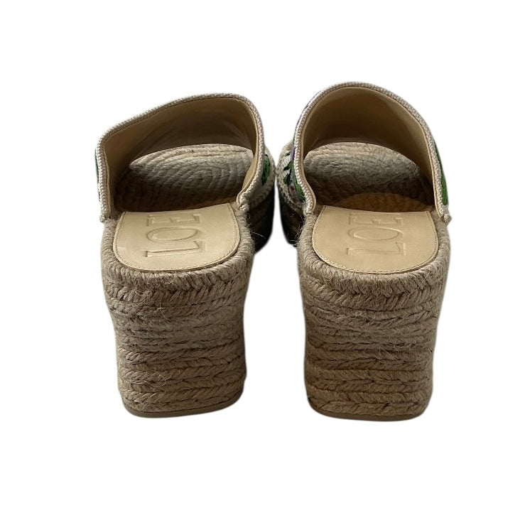 Loewe + Paula's Ibiza Petal Embroidered Canvas Platform Espadrille Mules