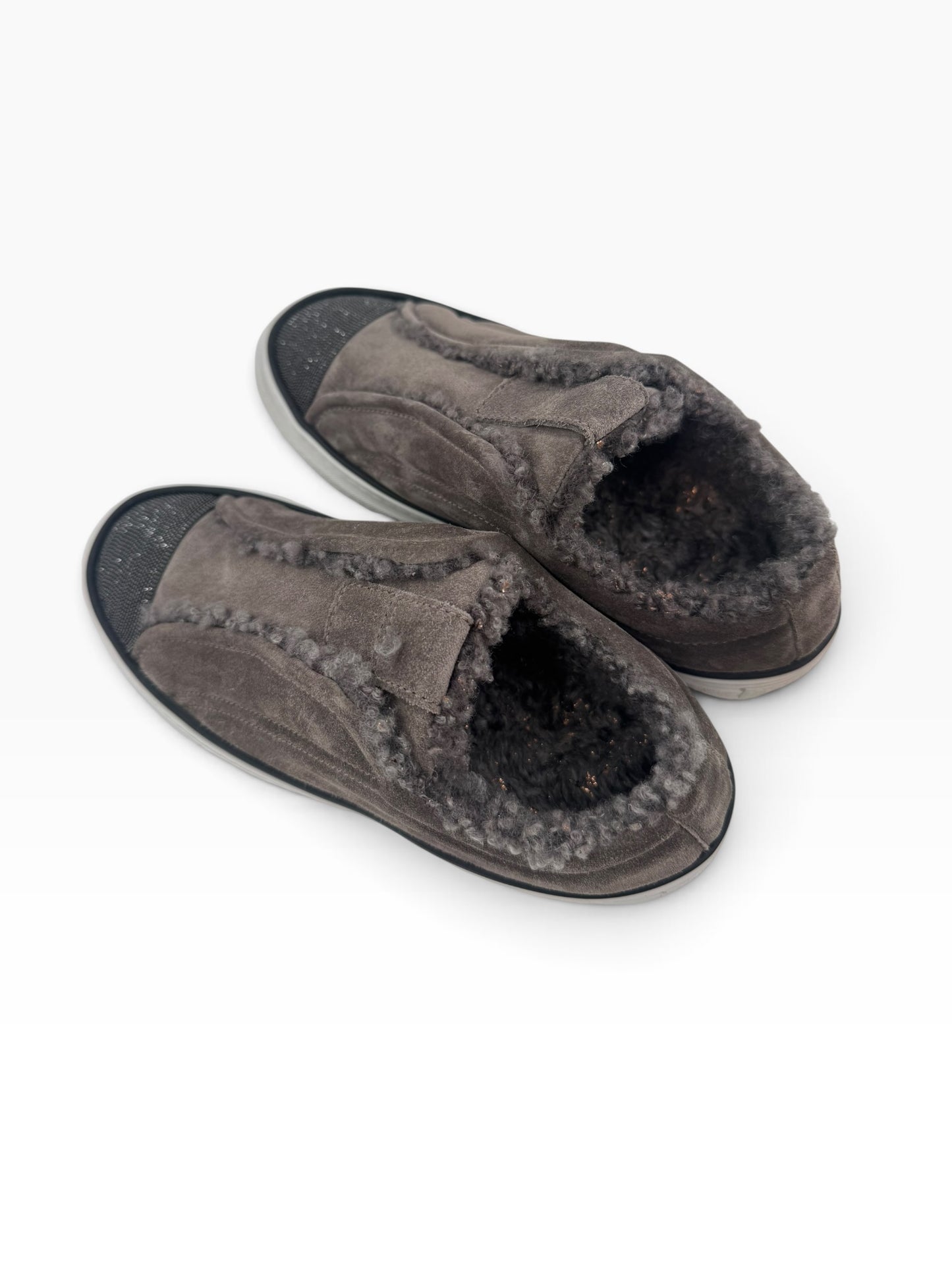 Brunello Cucinelli Suede Shearling-Lined Slip-On Sneakers