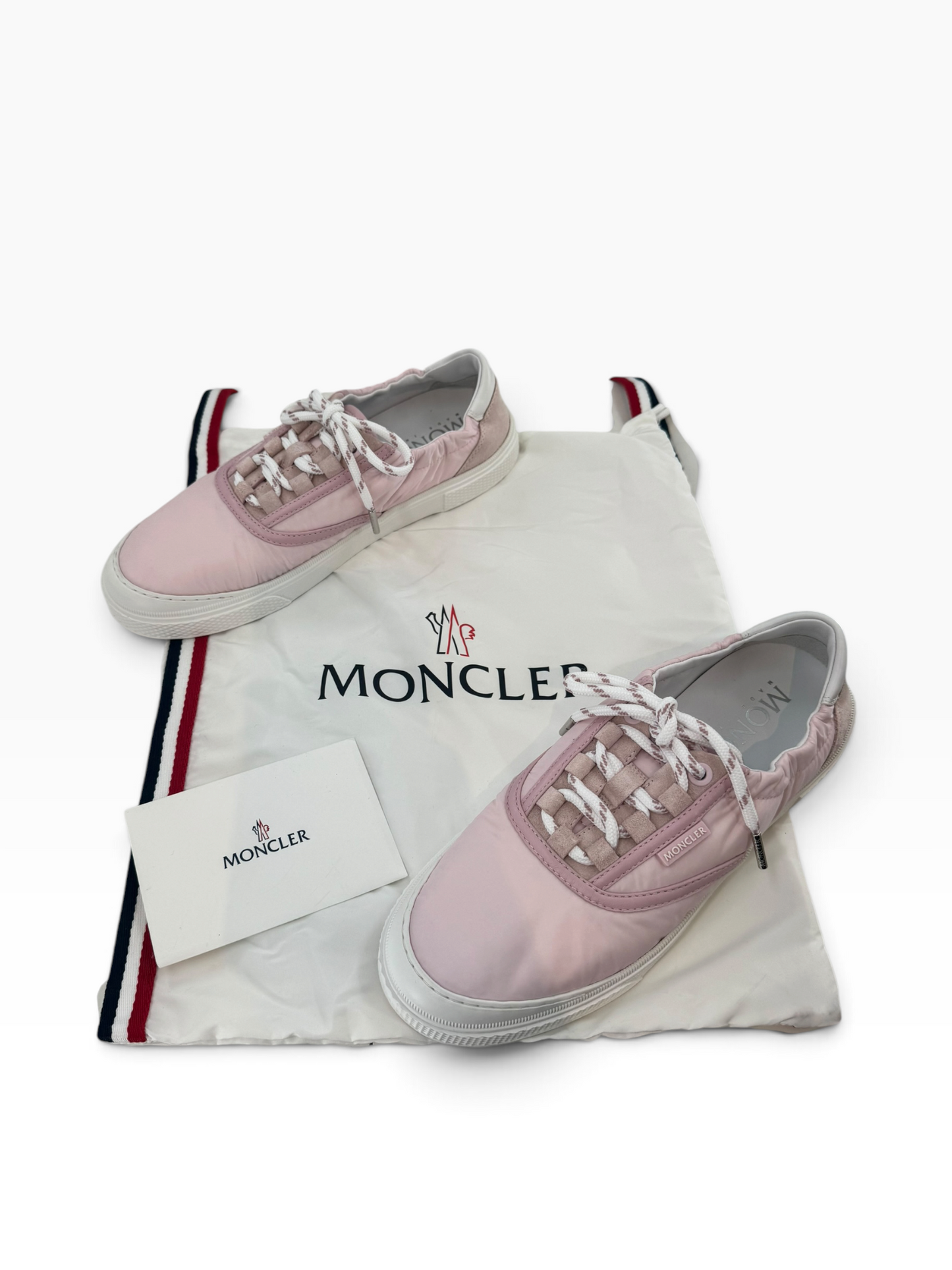 Moncler Pink Nylon & Suede Low-Top Sneakers
