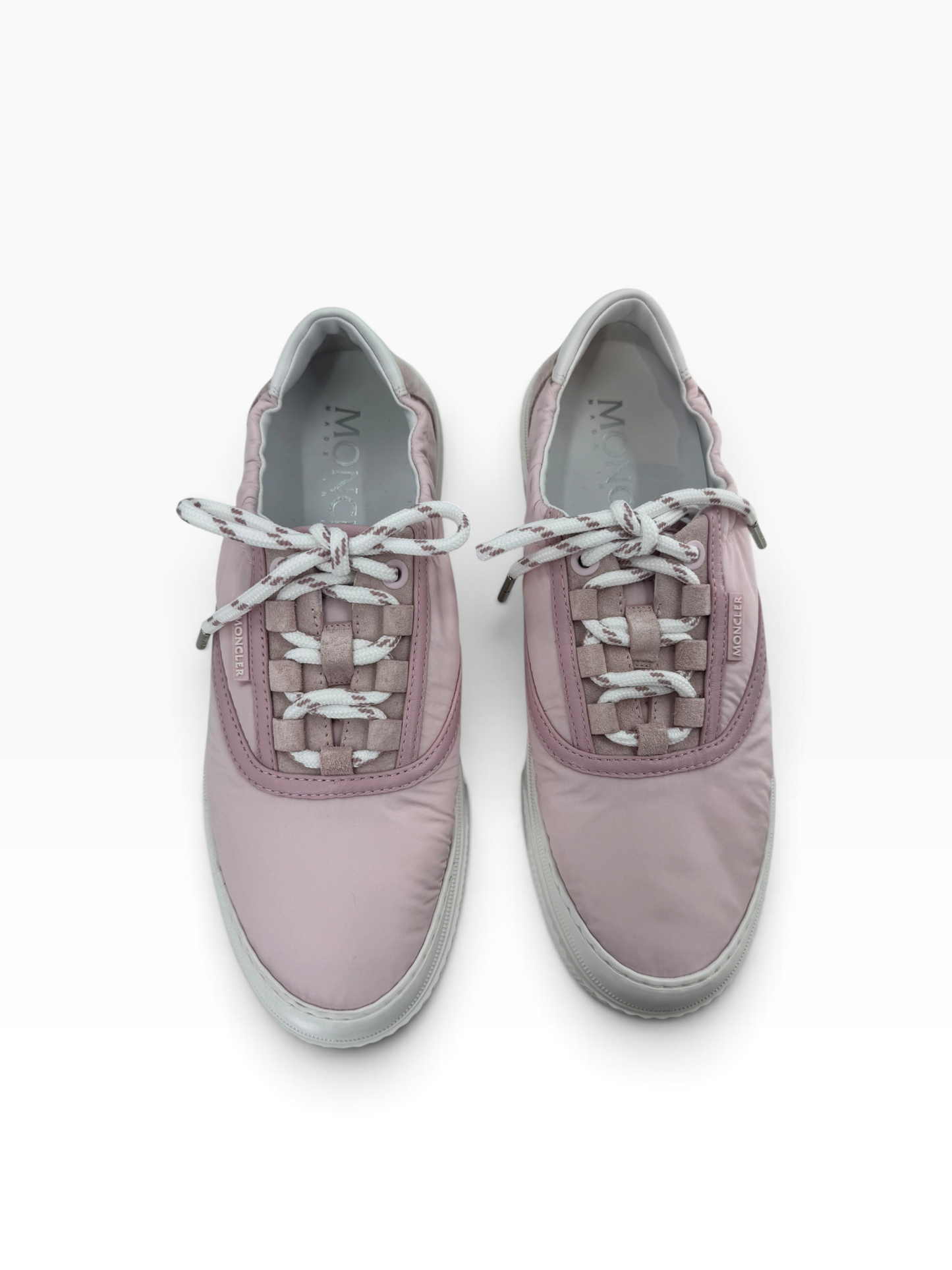 Moncler Pink Nylon & Suede Low-Top Sneakers