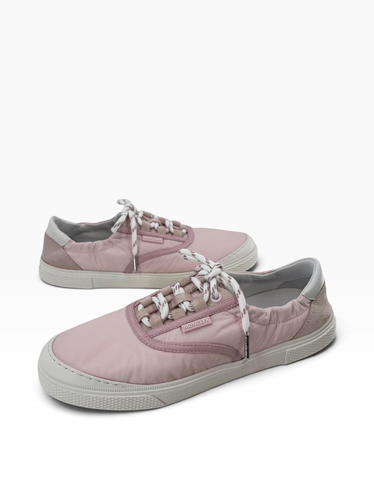 Moncler Pink Nylon & Suede Low-Top Sneakers