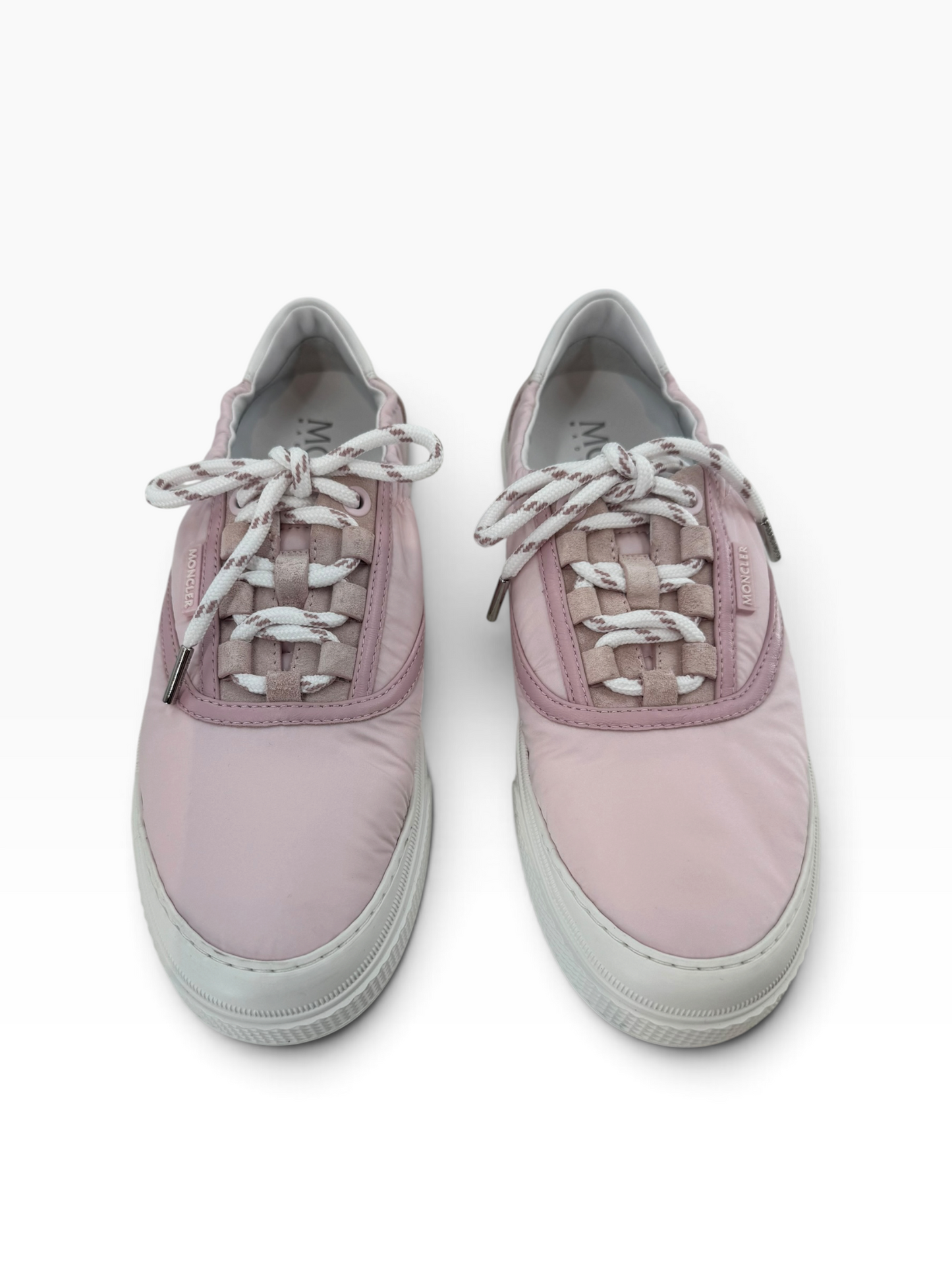 Moncler Pink Nylon & Suede Low-Top Sneakers