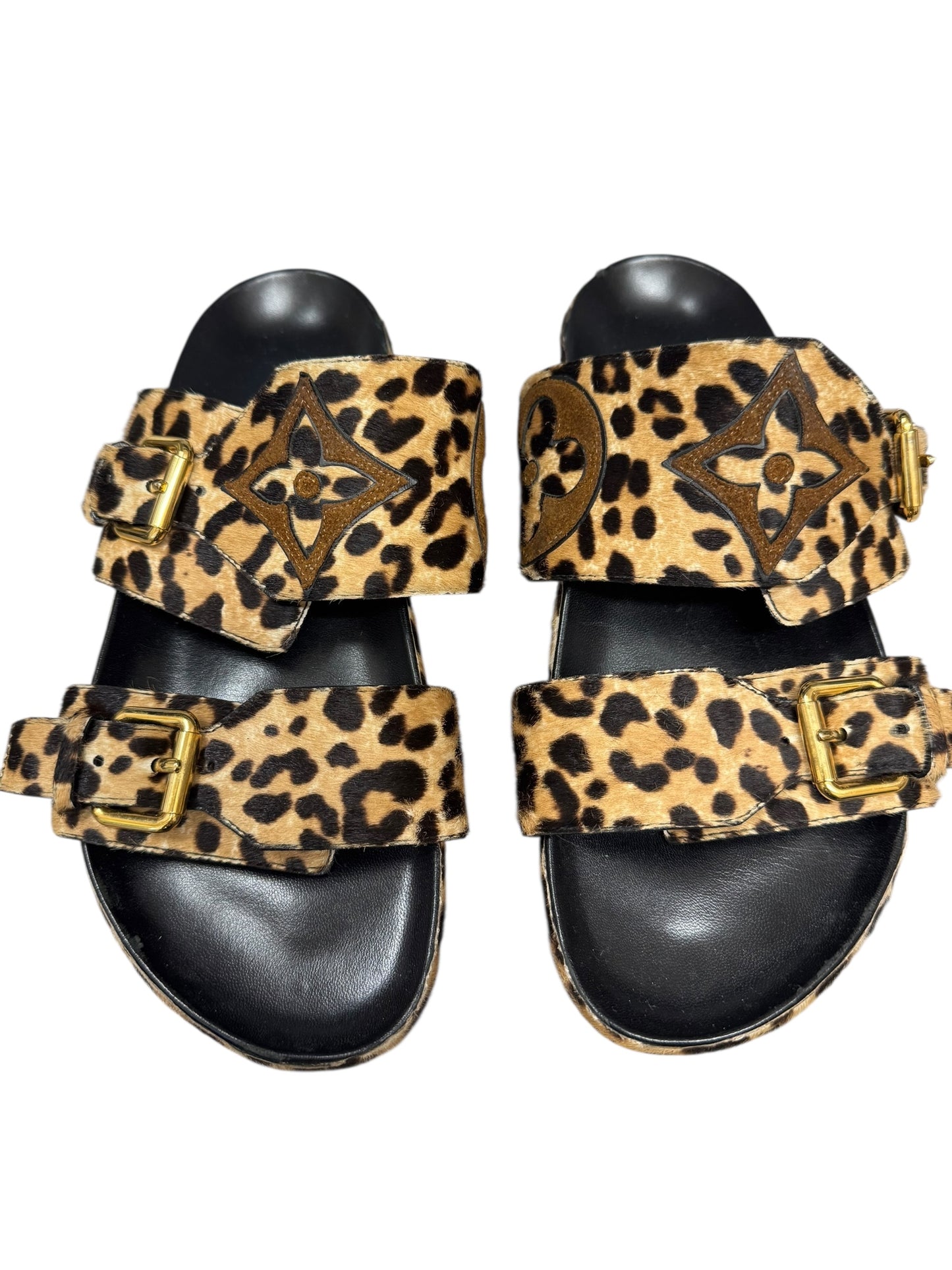 Louis Vuitton Bom Dia Leopard Pony Hair Sandals