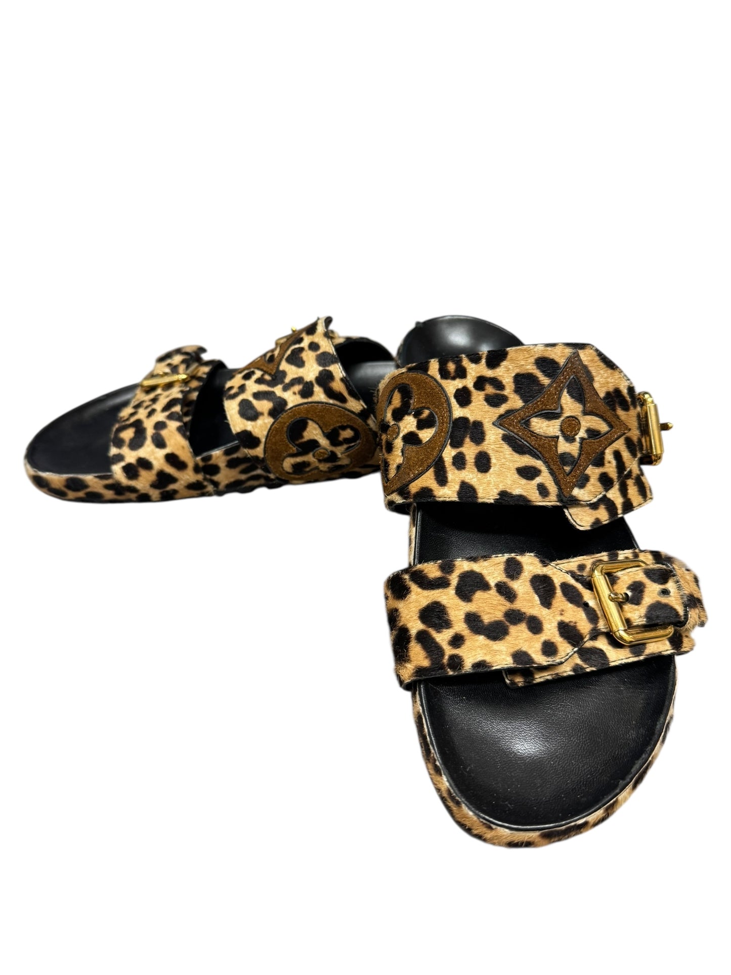 Louis Vuitton Bom Dia Leopard Pony Hair Sandals