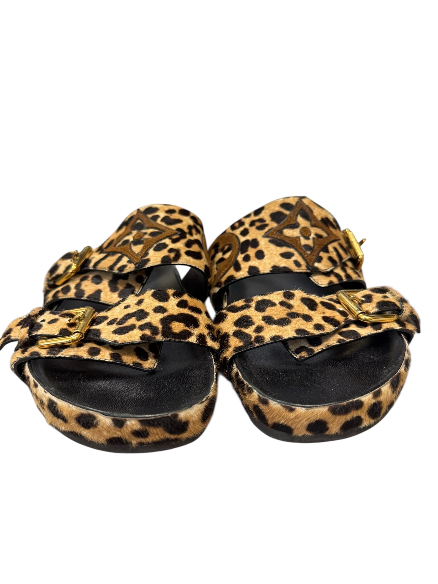 Louis Vuitton Bom Dia Leopard Pony Hair Sandals
