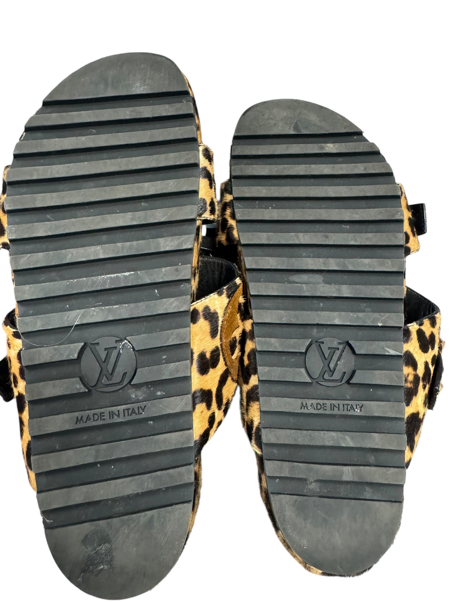 Louis Vuitton Bom Dia Leopard Pony Hair Sandals