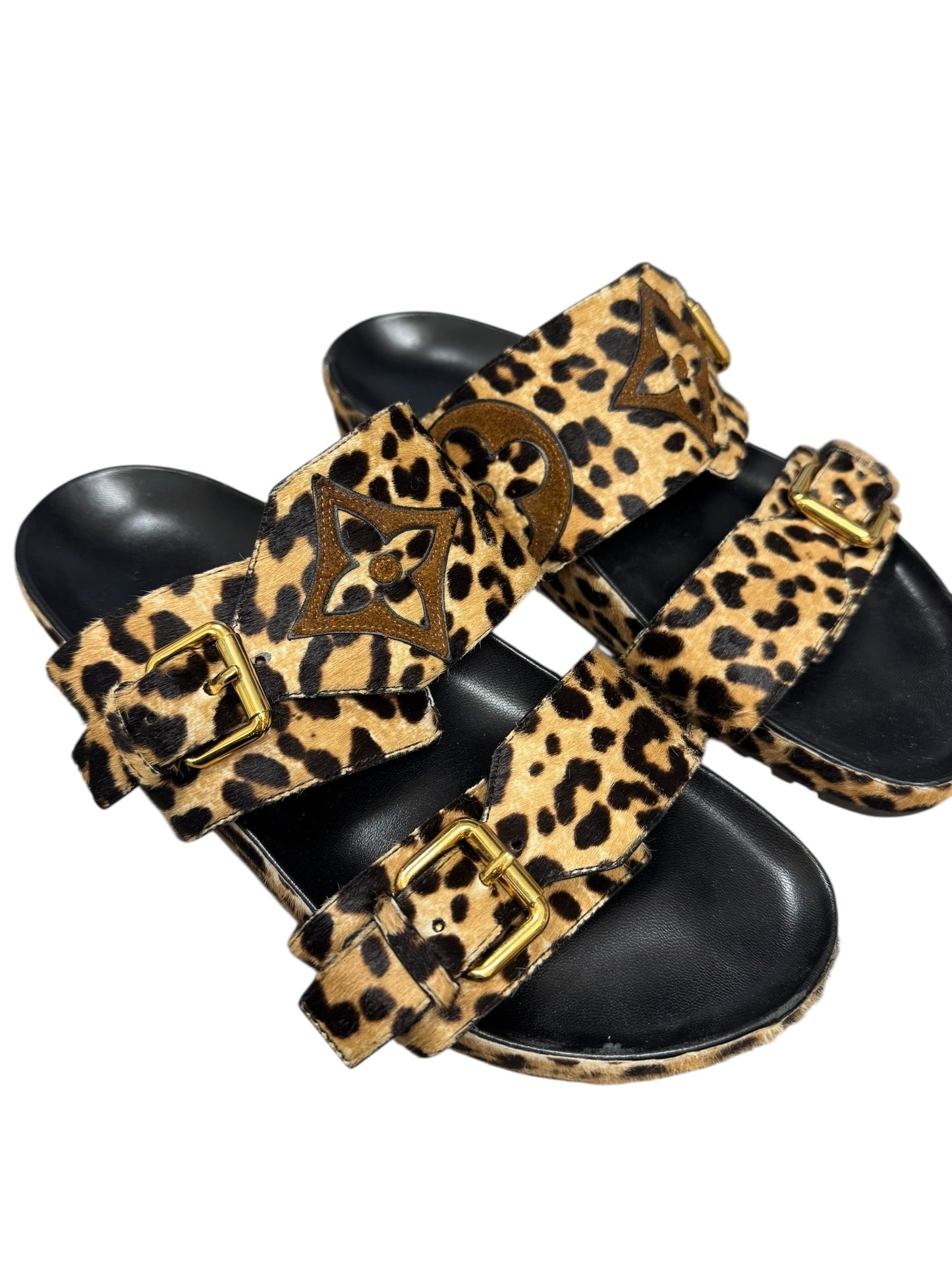 Louis Vuitton Bom Dia Leopard Pony Hair Sandals