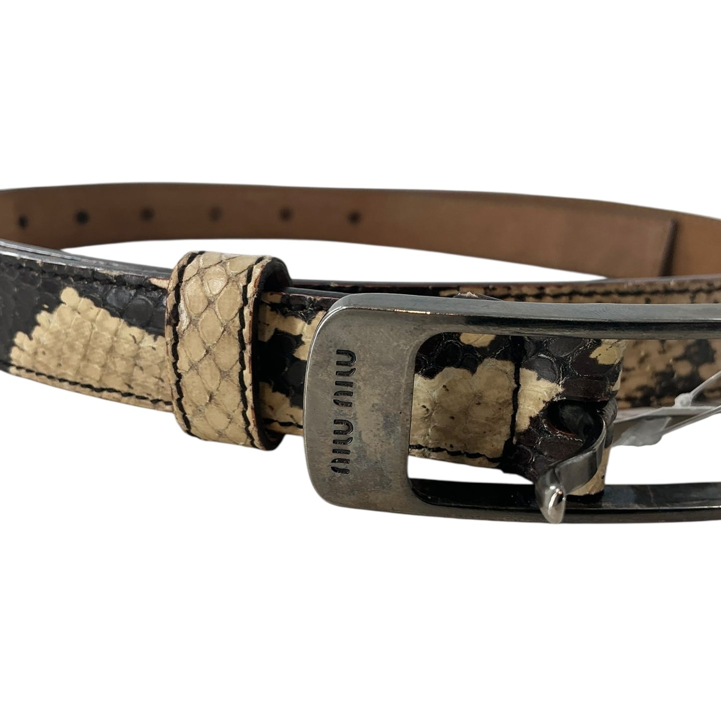 Miu Miu Python Print Leather Belt