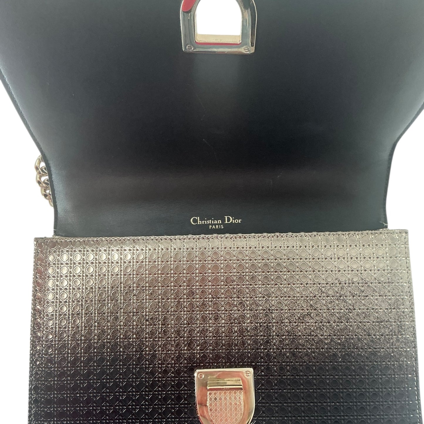Christian Dior Metallic Patent Micro-Cannage Diorama Flap Bag