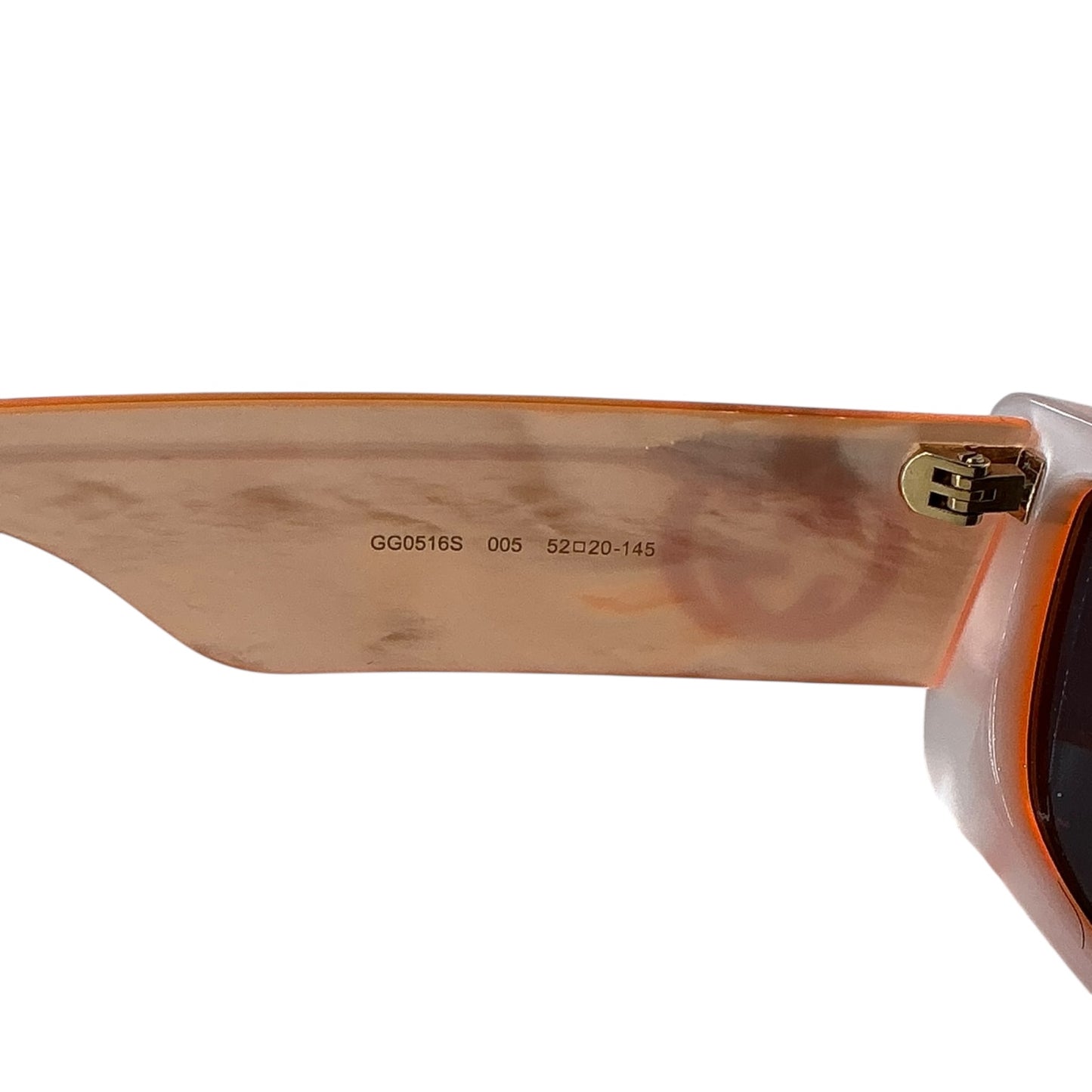 GUCCI GG0516S 0516 Fluorescent Neon Orange Pearl Geometric Slim Sunglass Unisex