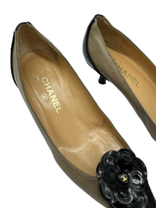 Chanel Black and Taupe Kitten Heels