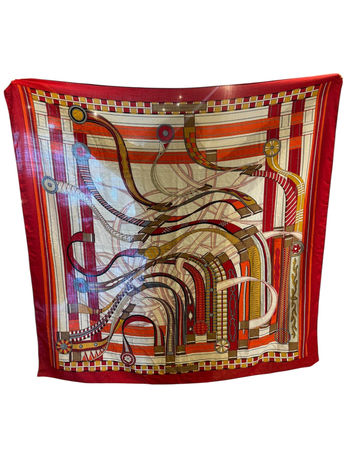 Hermes Red and Brown Oversized Shawl