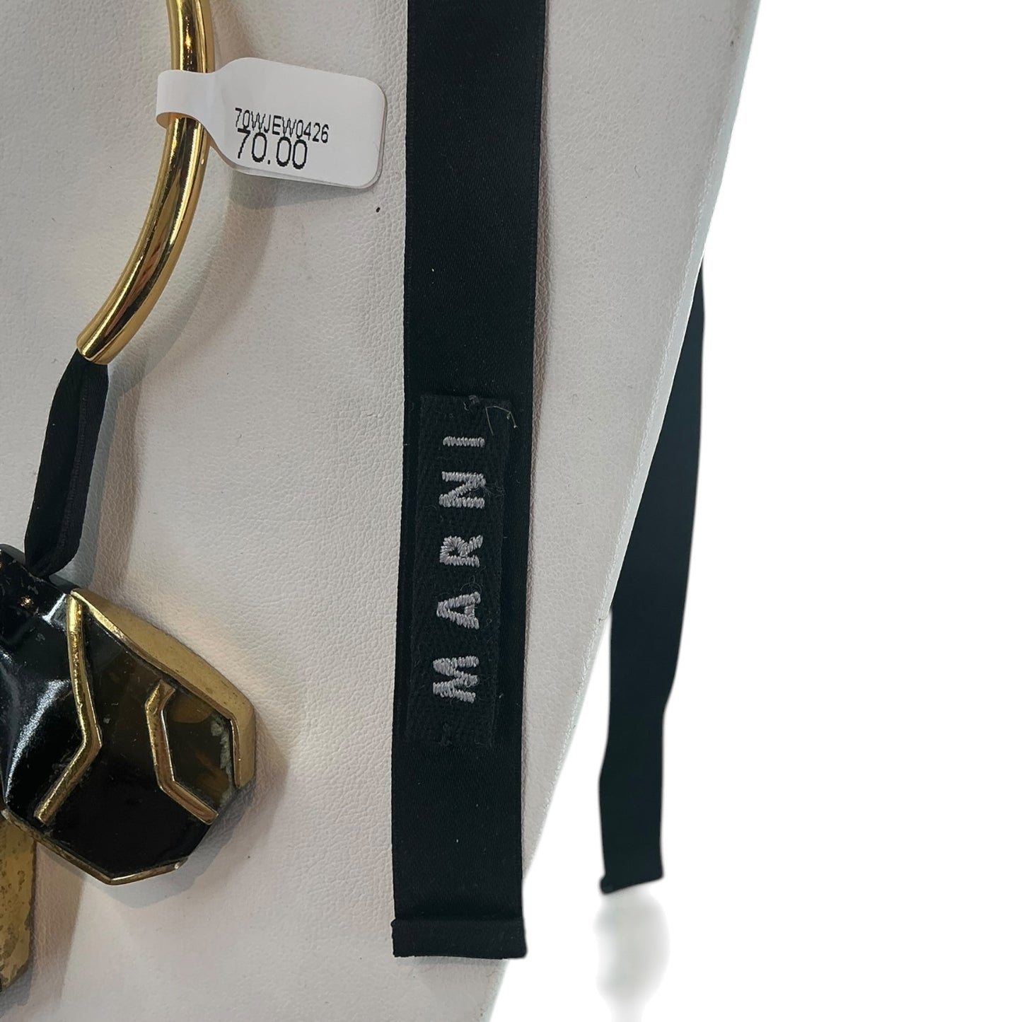 Marni Black Geometric Resin & Gold-Tone Accent Statement Ribbon Necklace