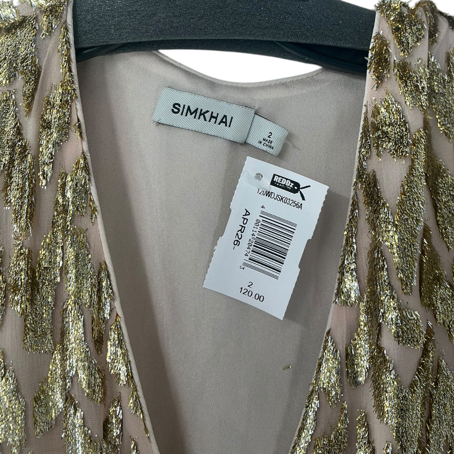 SIMKHAI Camryn Gold Metallic Animal Print Faux Wrap Mini Dress